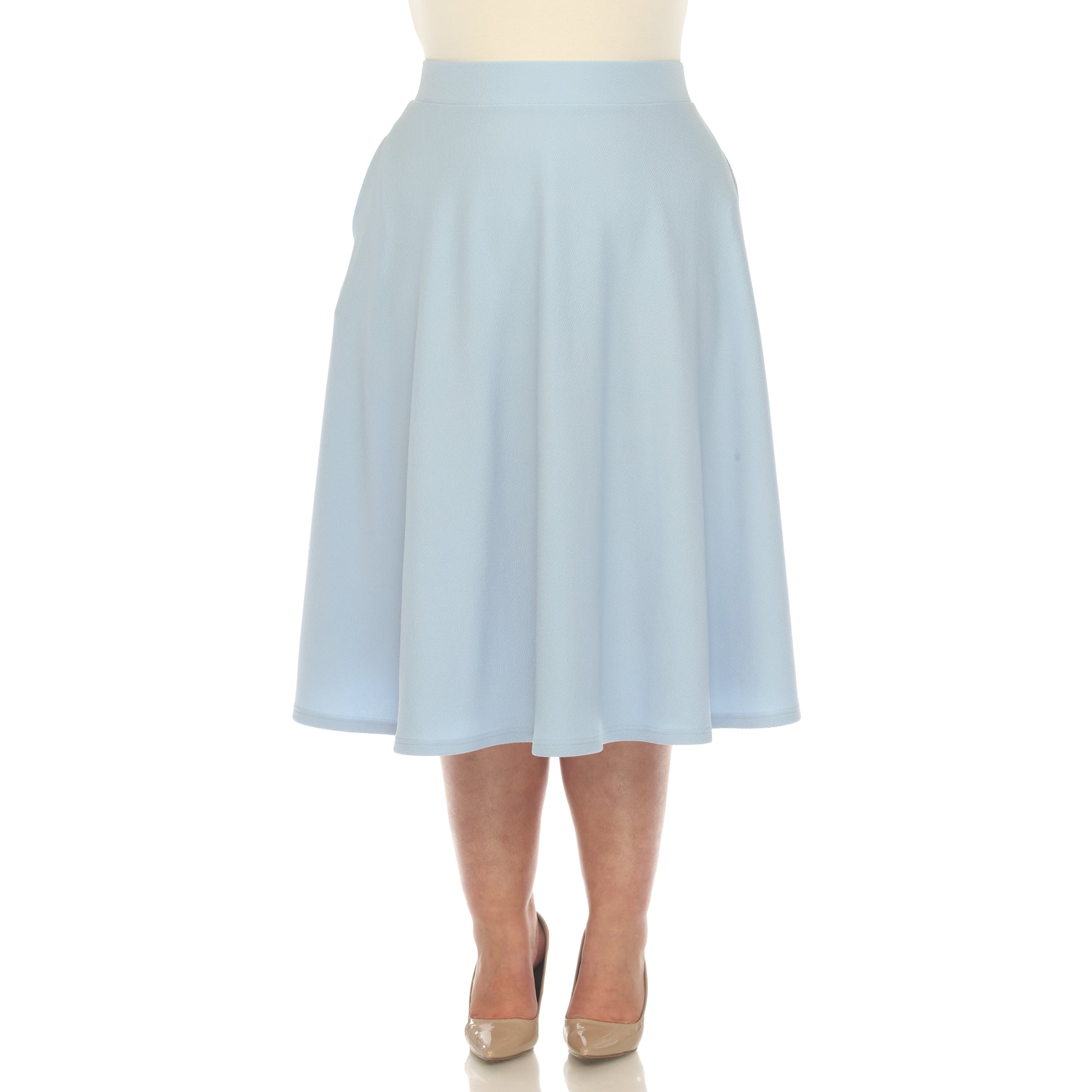  White Mark Plus 'Tasmin' Flare Midi Skirts - 1X - Bonton