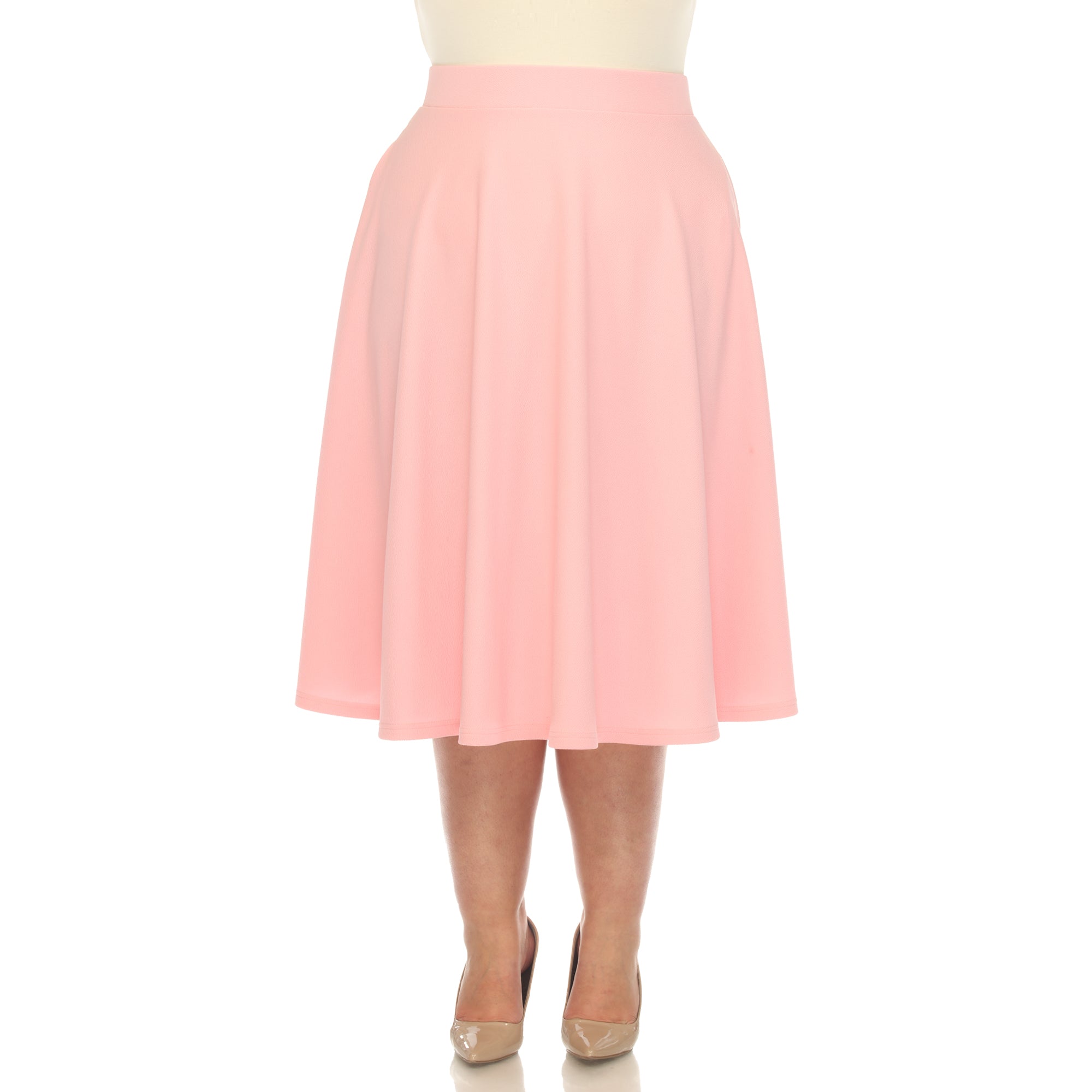  White Mark Plus 'Tasmin' Flare Midi Skirts - 1X - Bonton