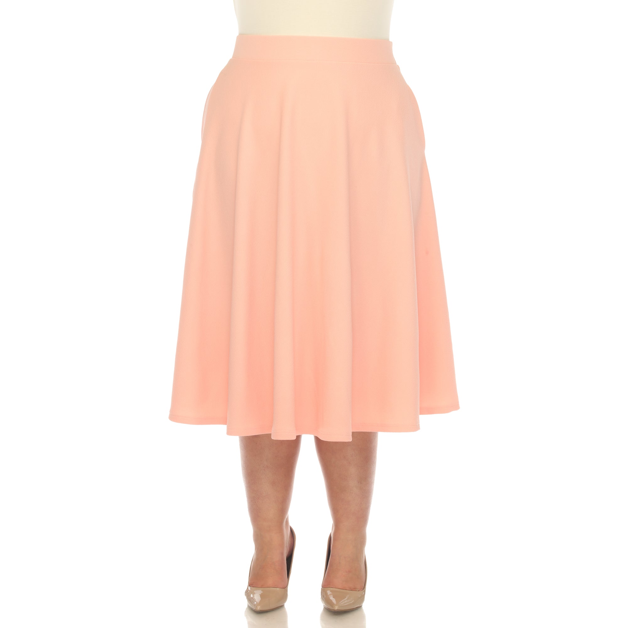  White Mark Plus 'Tasmin' Flare Midi Skirts - 1X - Bonton