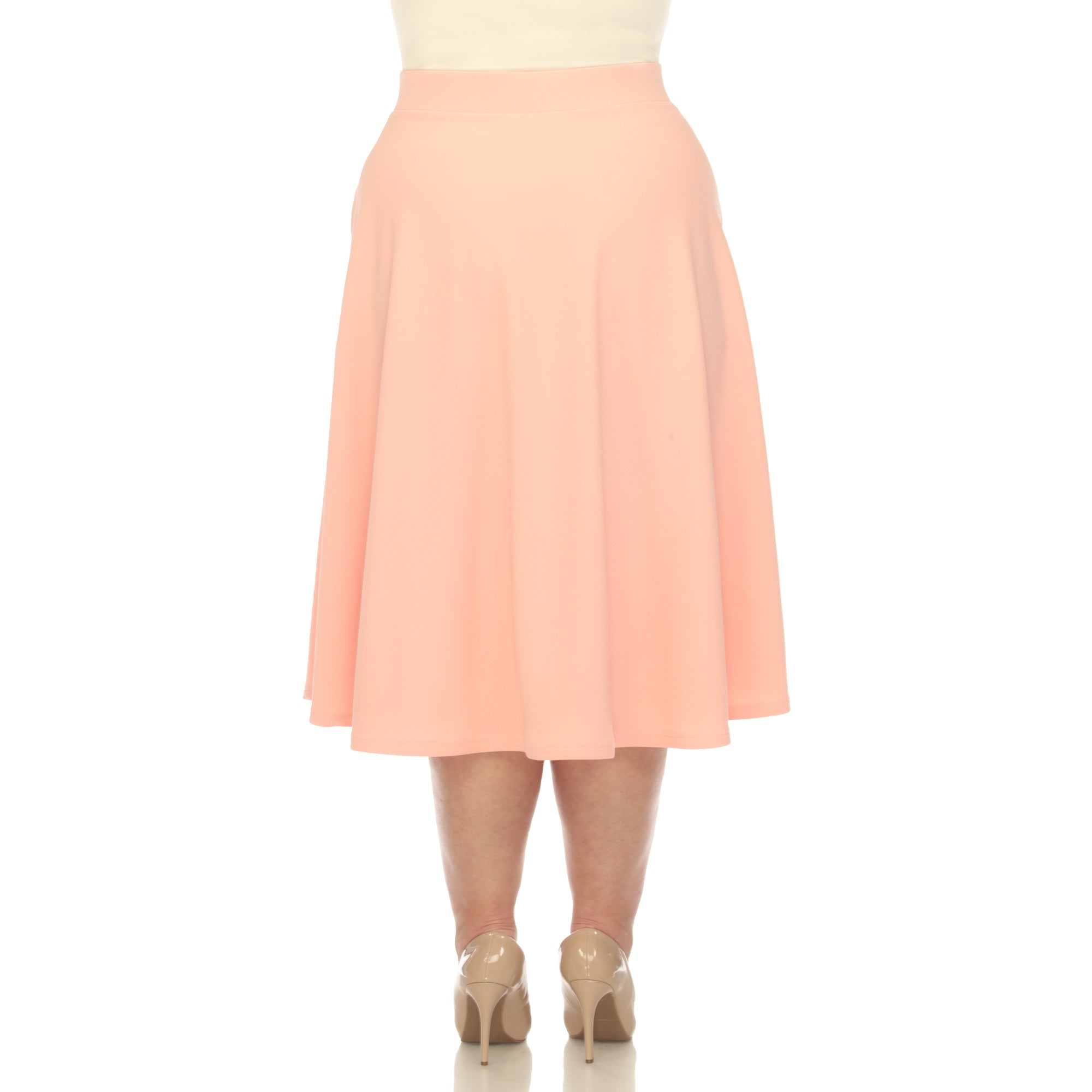  White Mark Plus 'Tasmin' Flare Midi Skirts - 1X - Bonton