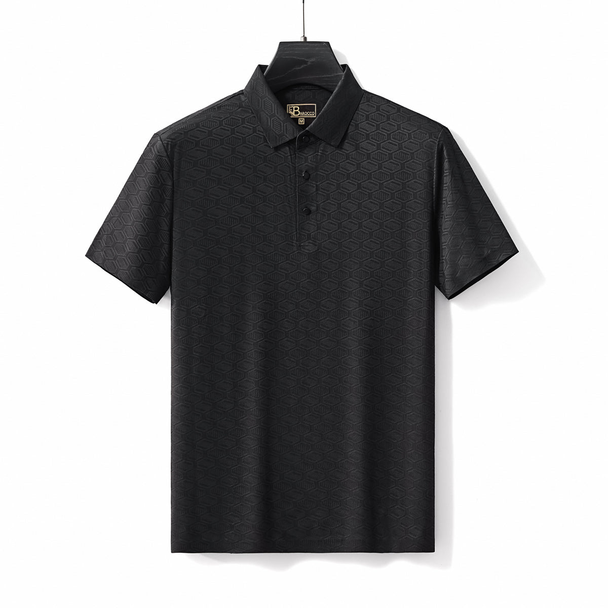  Barocco Geo Texture Stitchless Polo BLACK - BLACK - Bonton