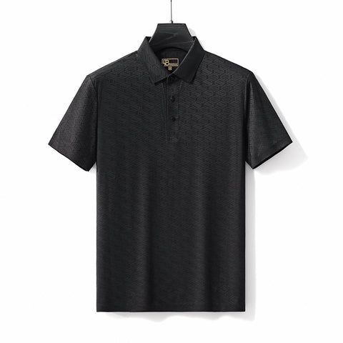 Geo Texture Stitchless Polo BLACK