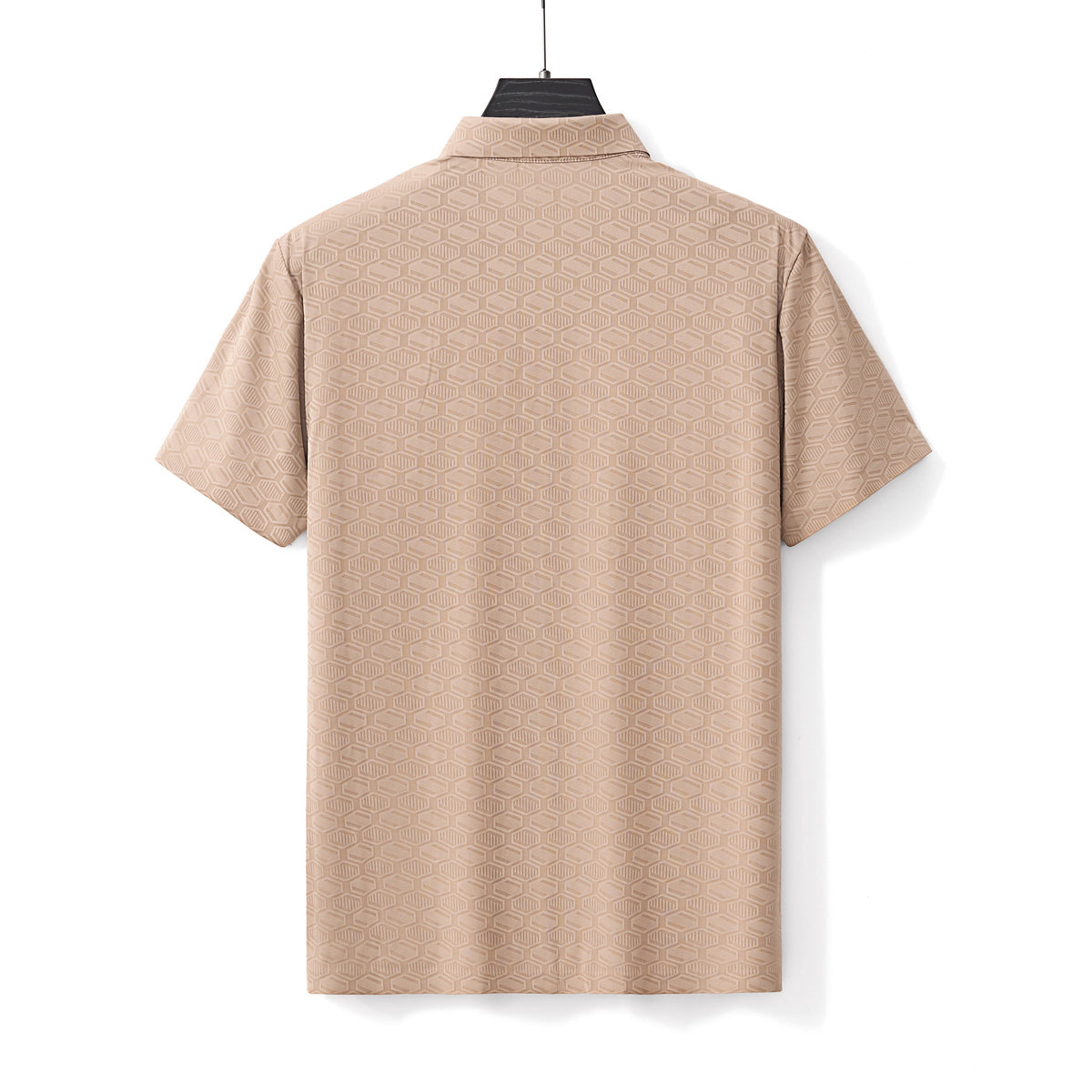  Barocco Geo Texture Stitchless Men's Polo Khaki - KHAKI - Bonton