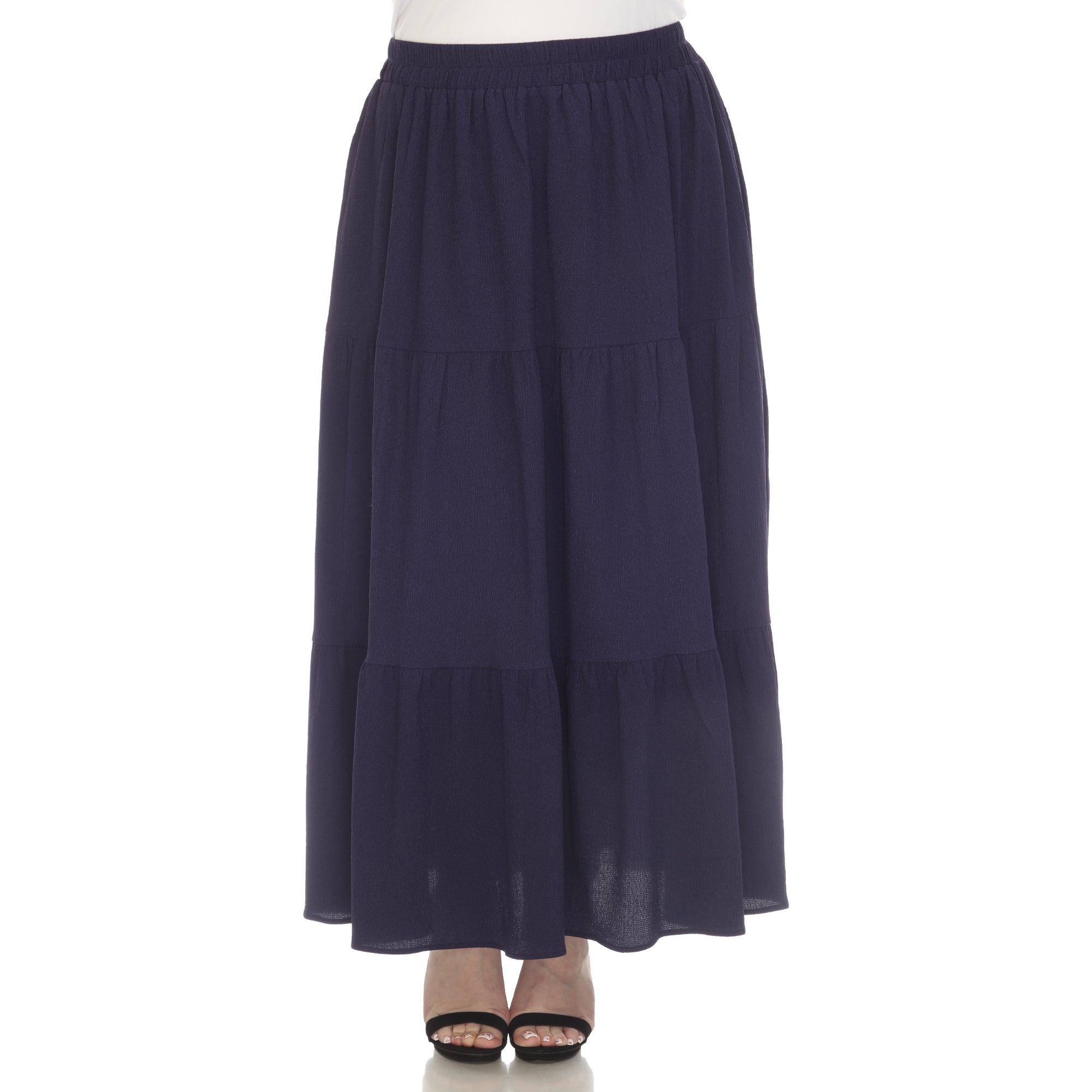  White Mark Plus Size Pleated Tiered Maxi Skirt - 3X - Bonton
