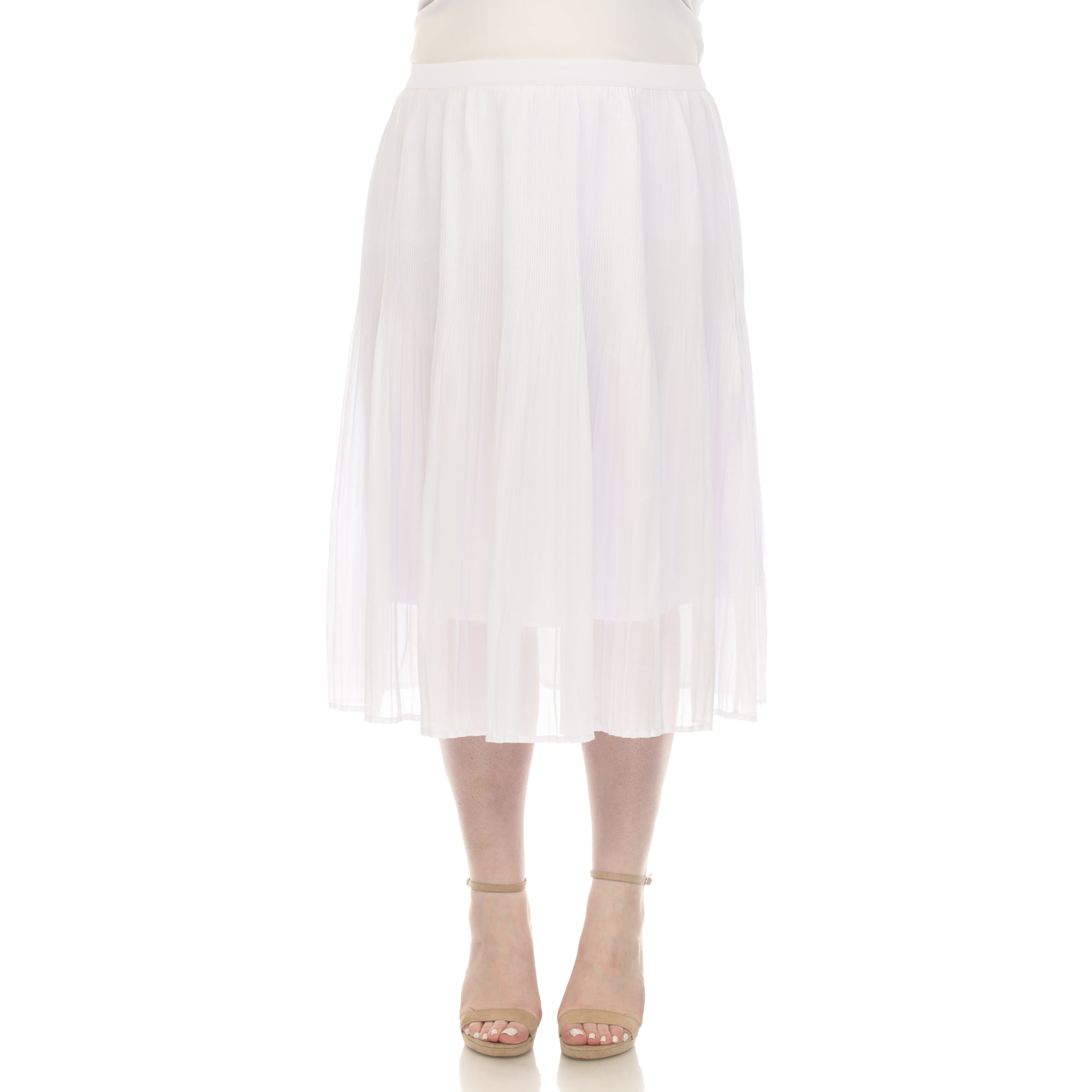  White Mark Plus Size Pleated Chiffon Midi Skirt - 3X - Bonton