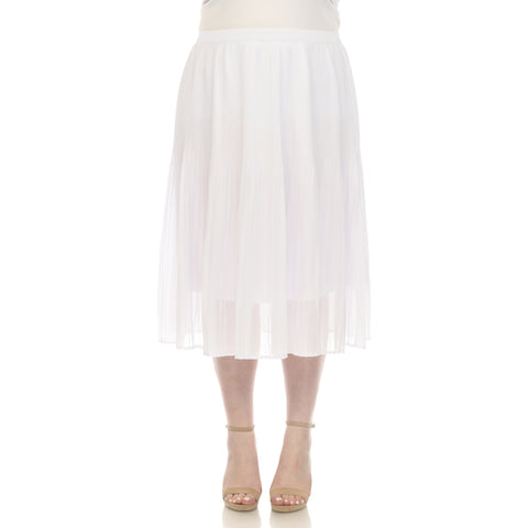 Plus Size Pleated Chiffon Midi Skirt