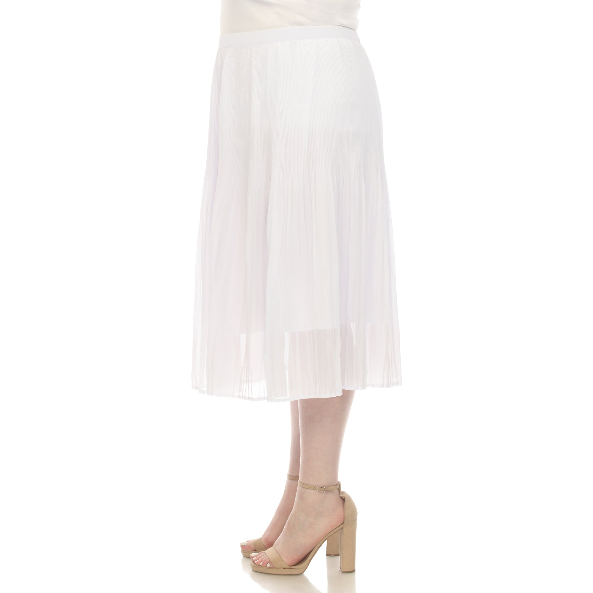  White Mark Plus Size Pleated Chiffon Midi Skirt - 3X - Bonton