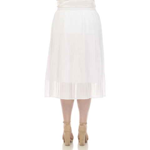 Plus Size Pleated Chiffon Midi Skirt