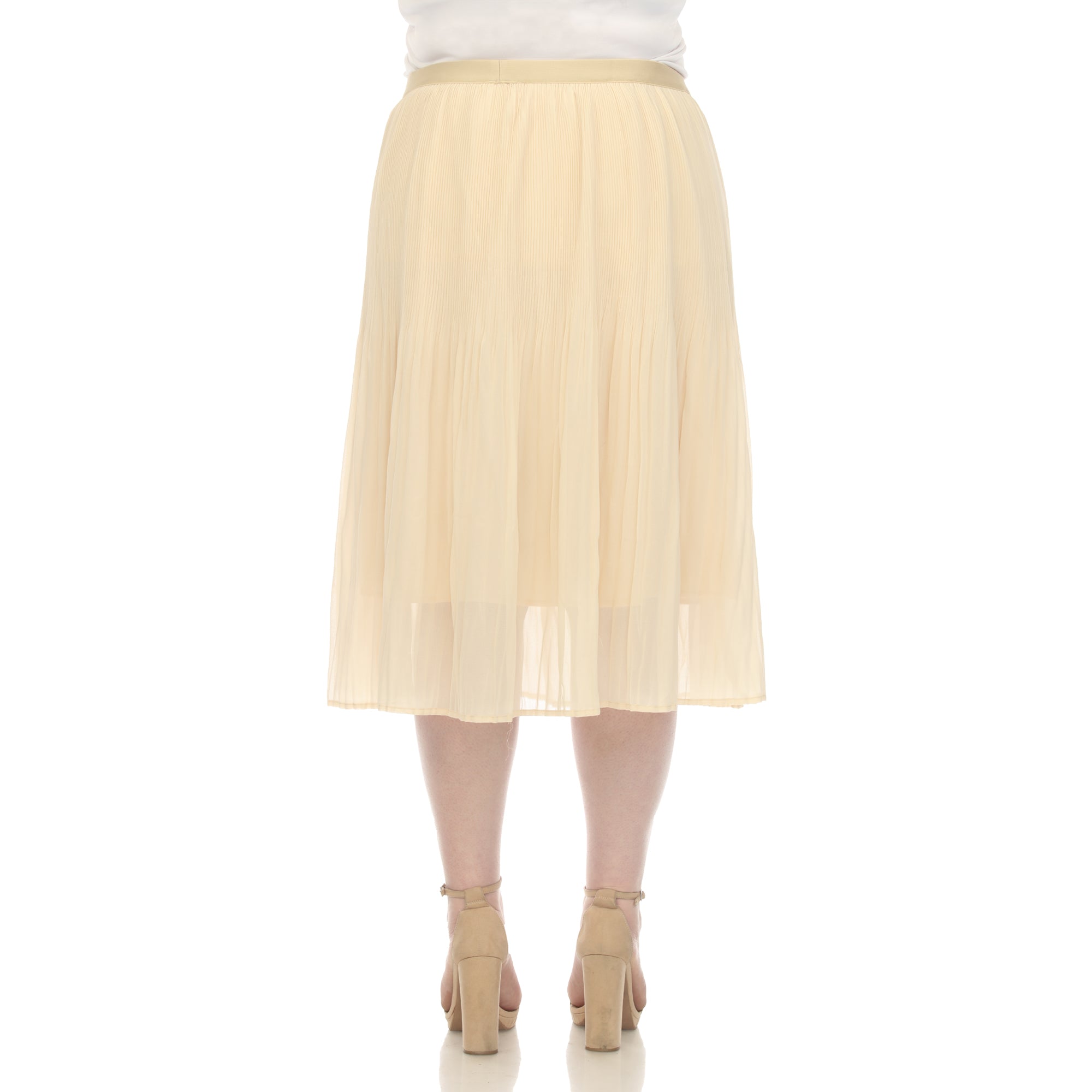  White Mark Plus Size Pleated Chiffon Midi Skirt - 3X - Bonton
