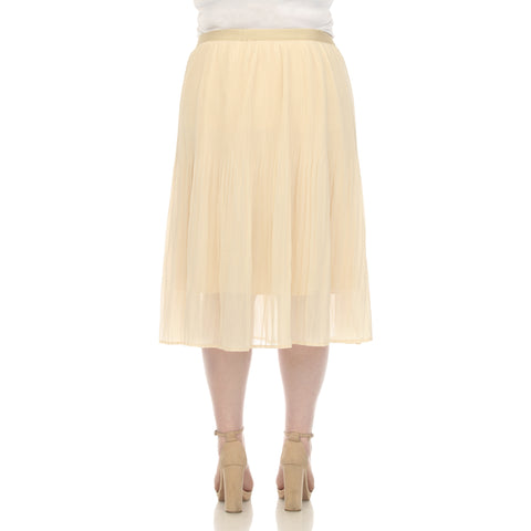 Plus Size Pleated Chiffon Midi Skirt
