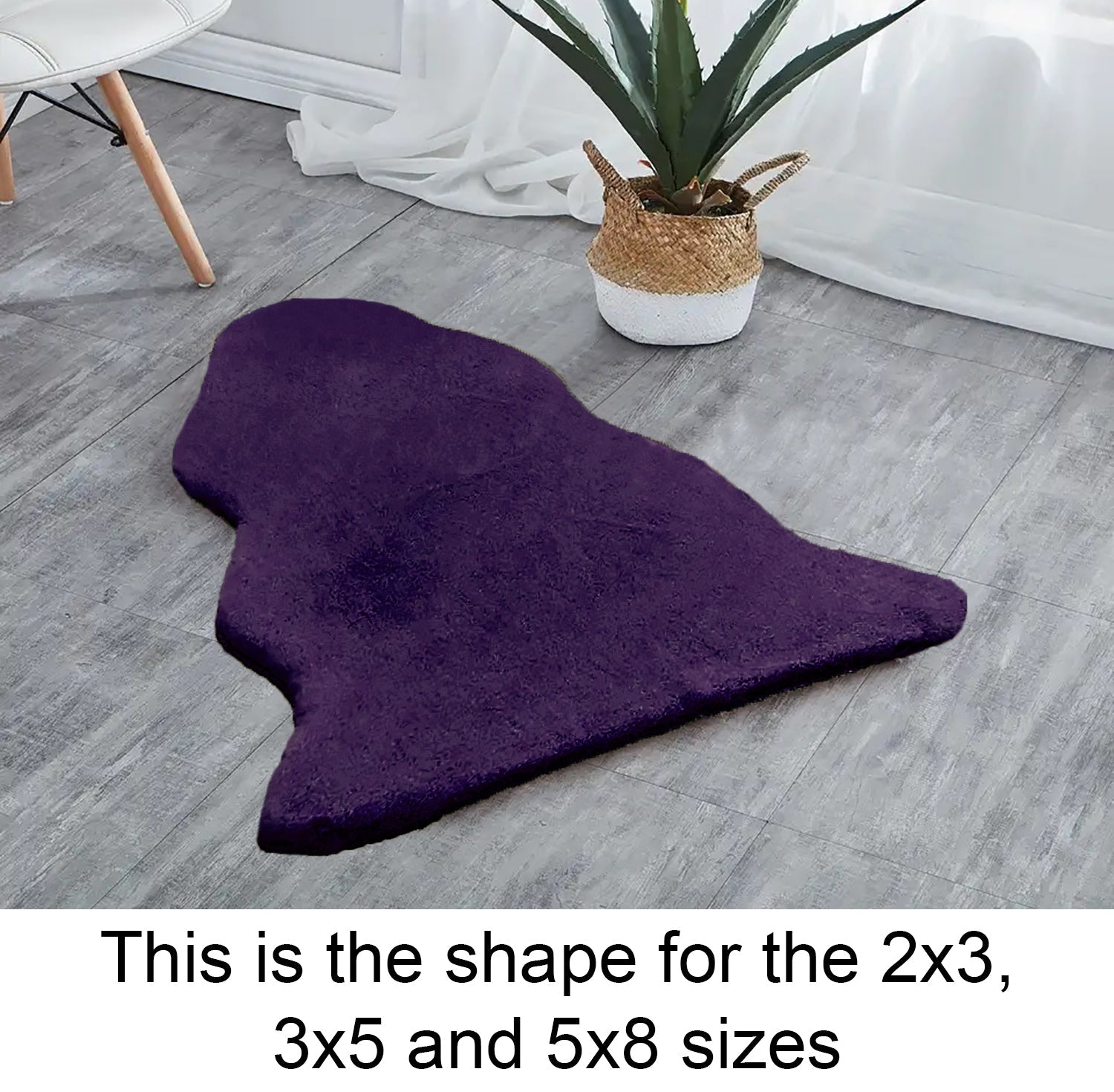  Purple Faux Rabbit Fur Fuzzy Soft Fluffy Plush Cozy Shaggy Area Rug by Homemartgoods - 2' x 3' Feet - Bonton