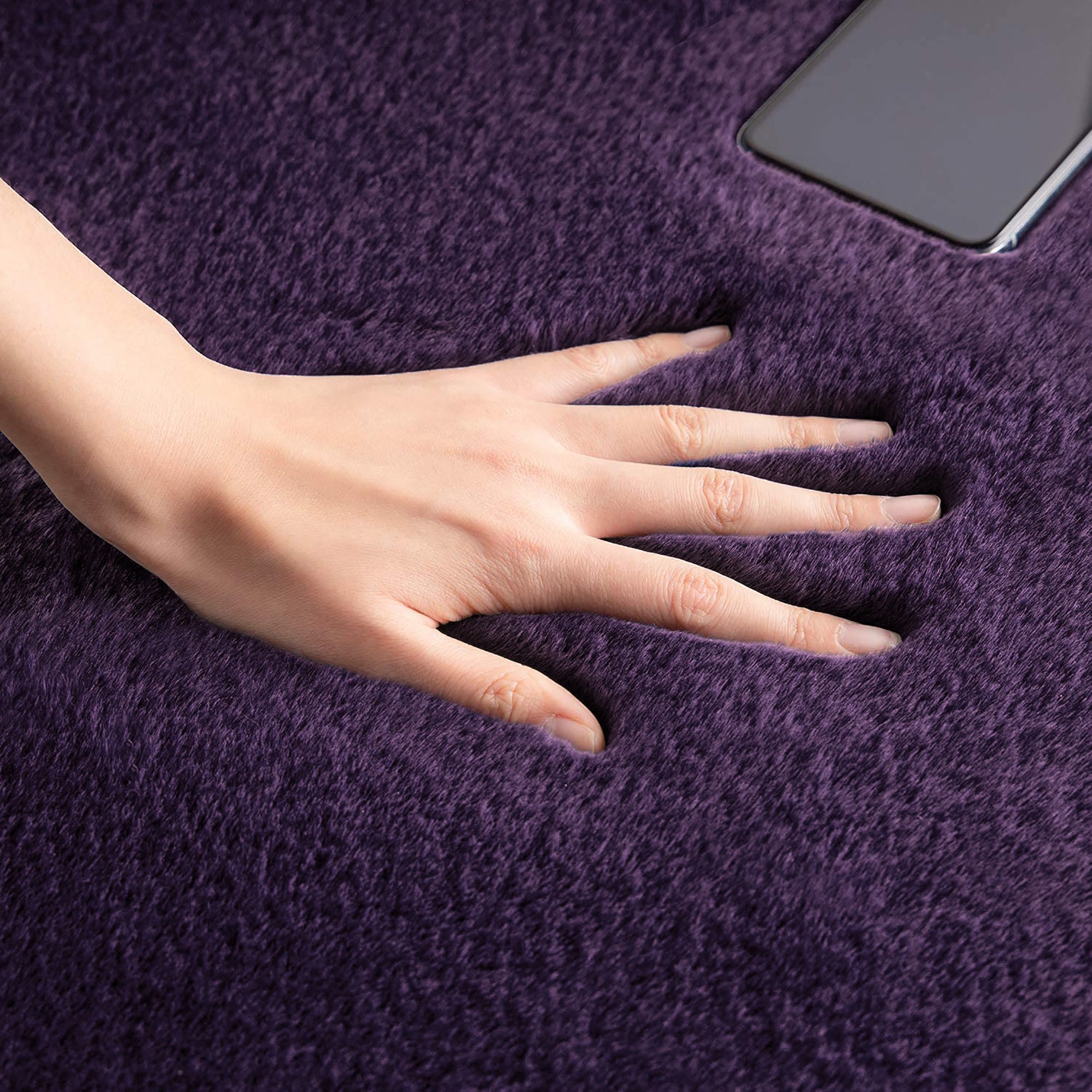  Purple Faux Rabbit Fur Fuzzy Soft Fluffy Plush Cozy Shaggy Area Rug by Homemartgoods - 2' x 3' Feet - Bonton