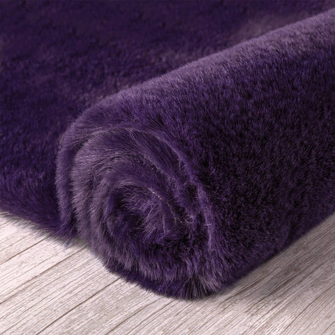 Purple Faux Rabbit Fur Fuzzy Soft Fluffy Plush Cozy Shaggy Area Rug by Homemartgoods