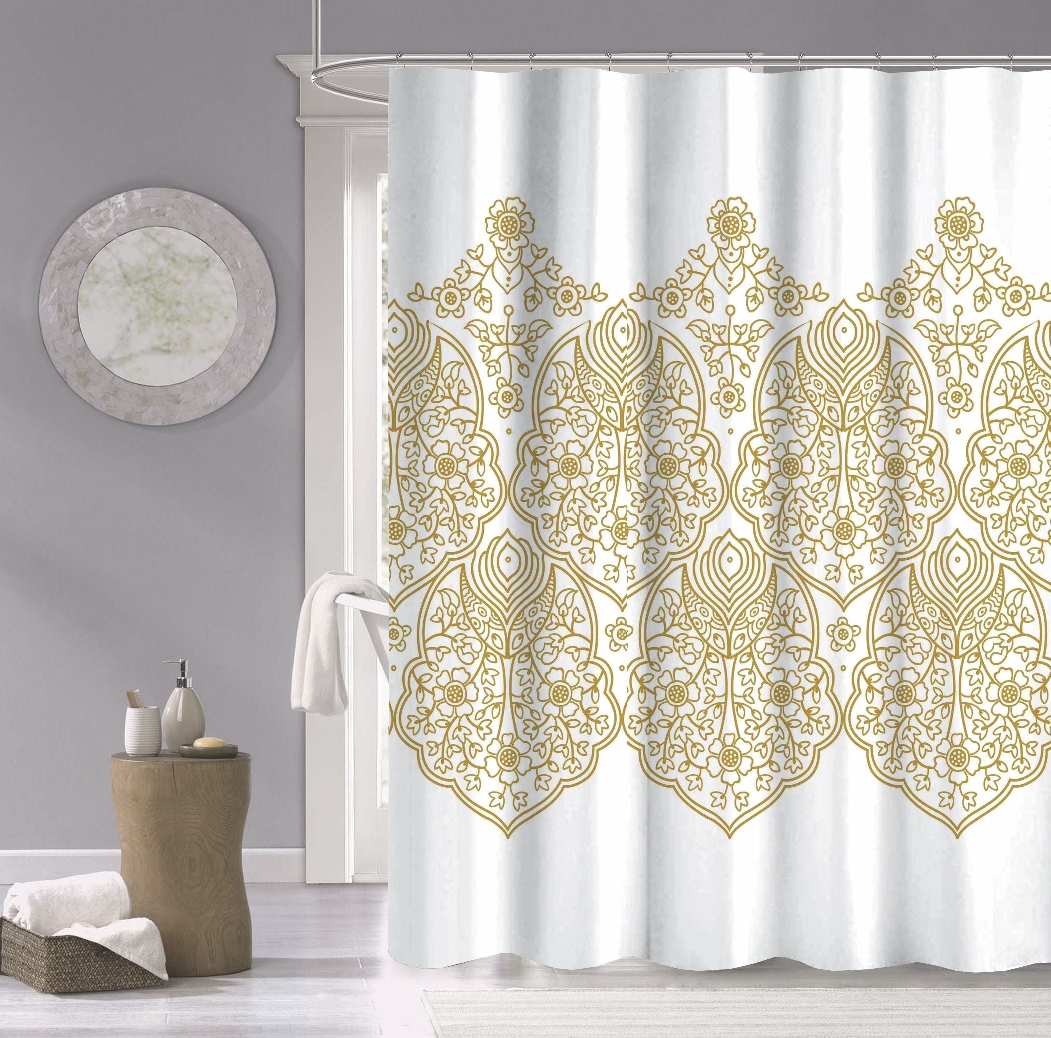  Dainty Home Palace Shower Curtain - Silver - Bonton