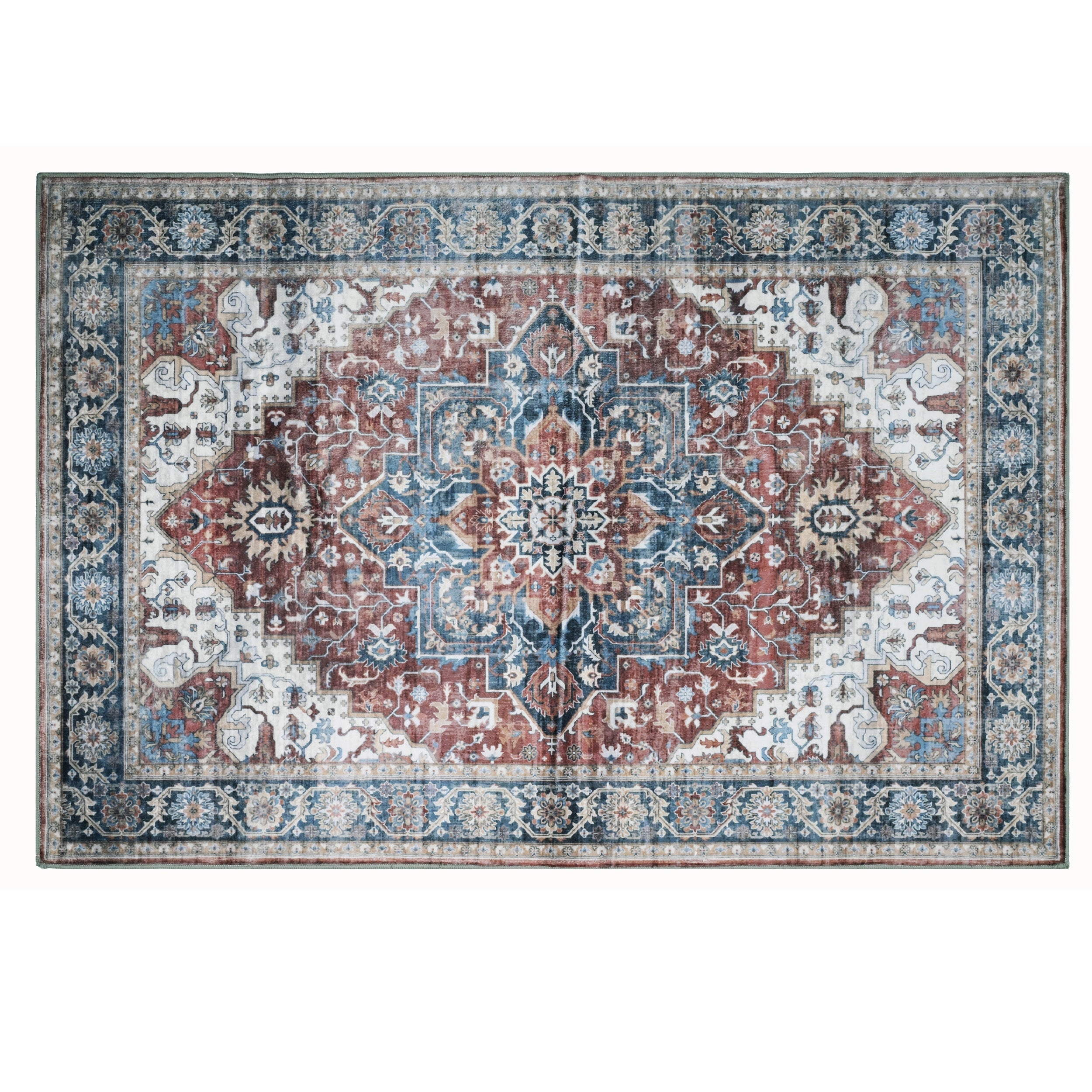  Bibb Home Bibb Home Washable Flannel Printed Area Rug With Latex Back 4x6 Ft - 4x6 ft - Bonton