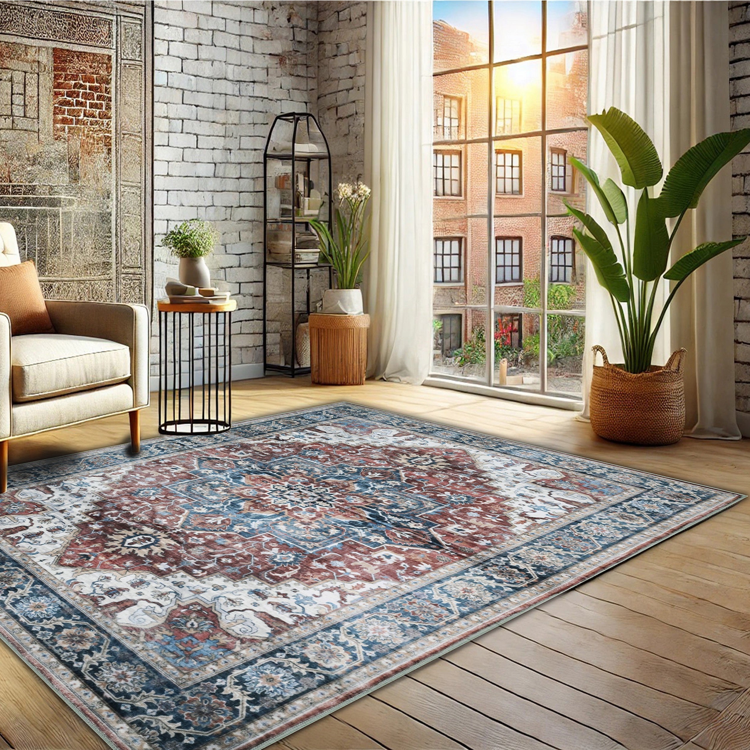  Bibb Home Bibb Home Washable Flannel Printed Accent Rug With Latex Back 1-2-Pack 20x30 - 20