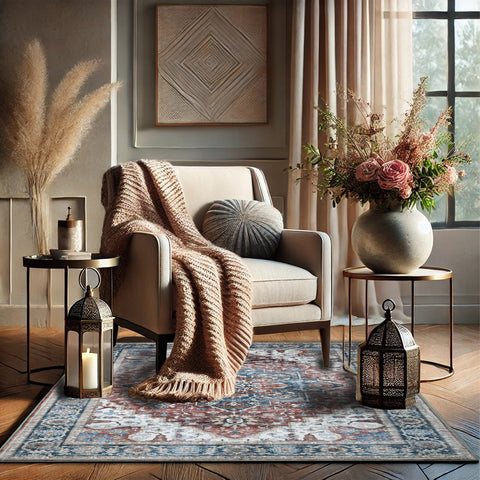 Bibb Home Washable Flannel Printed Area Rug With Latex Back 4x6 Ft