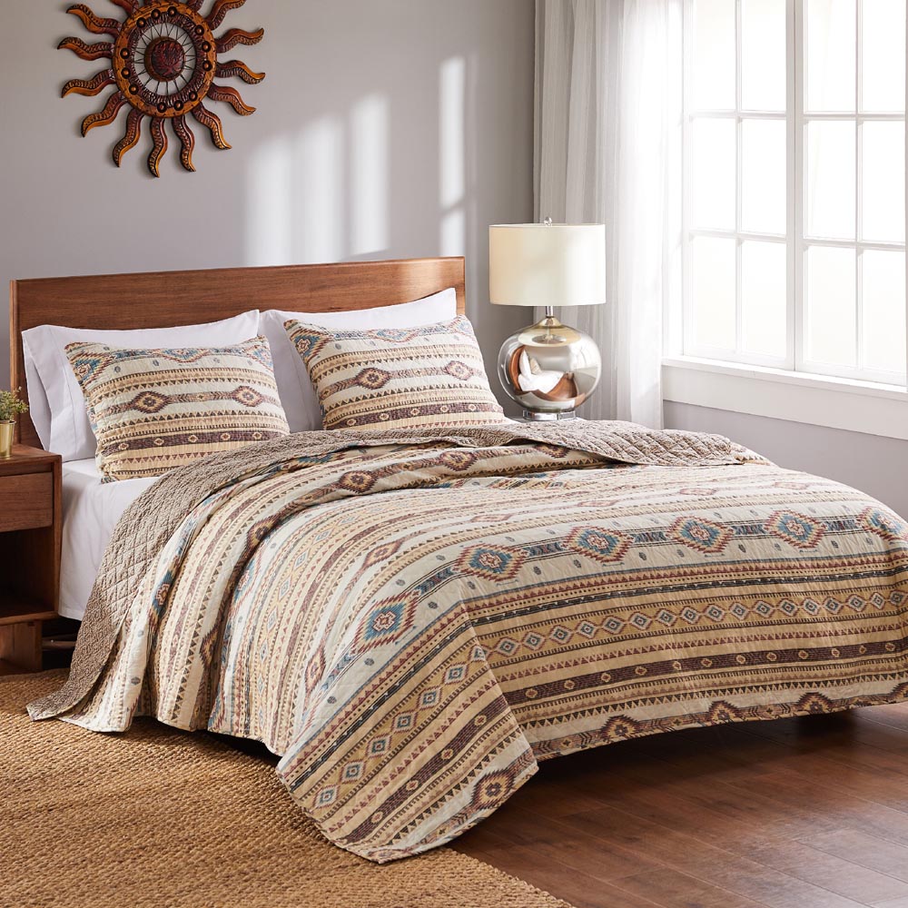  Greenland Home Fashions Phoenix Quilt Set - Tan - Bonton