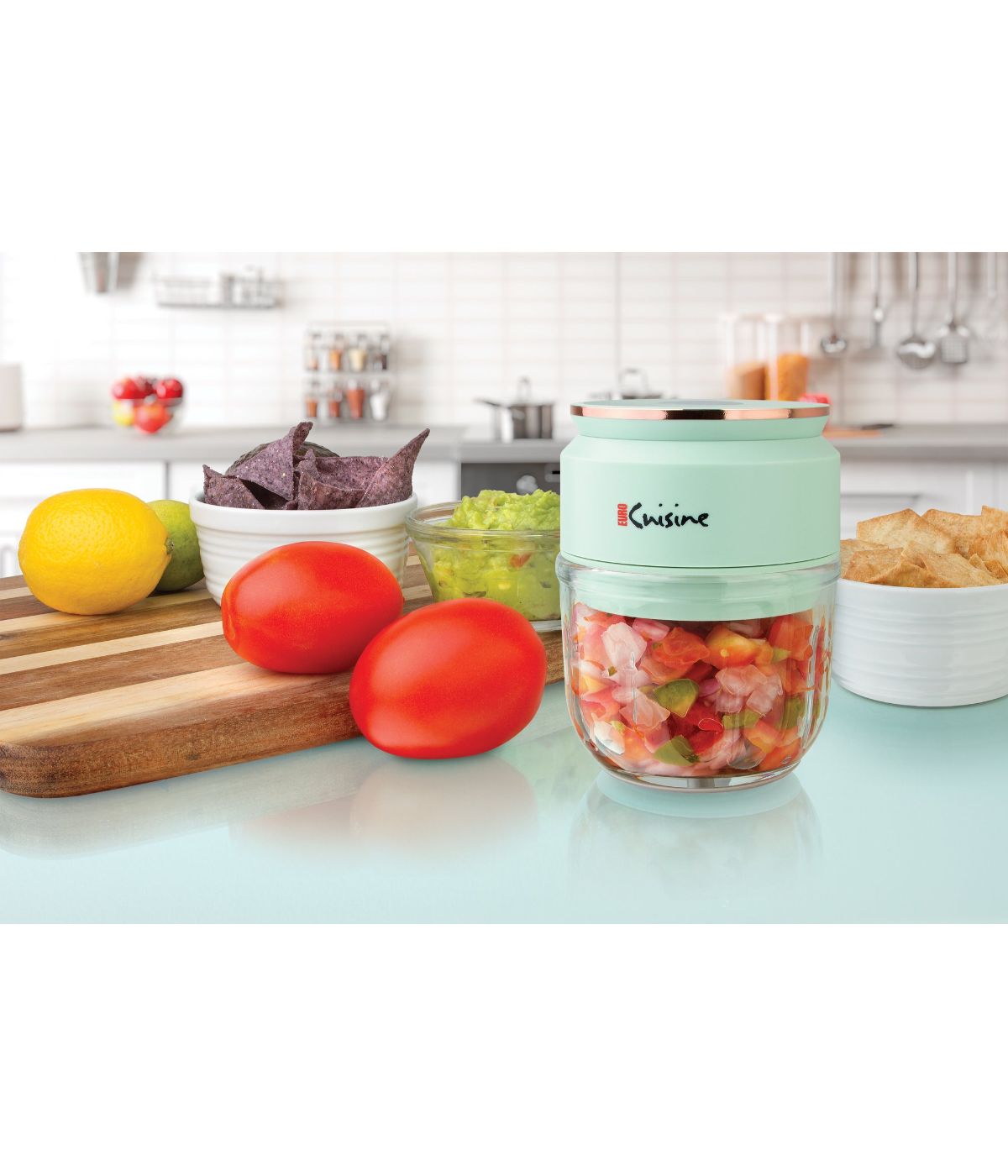  Euro Cuisine Mini Cordless/Rechargeable Chopper with USB Cord & Glass Bowl Green - Green - Bonton