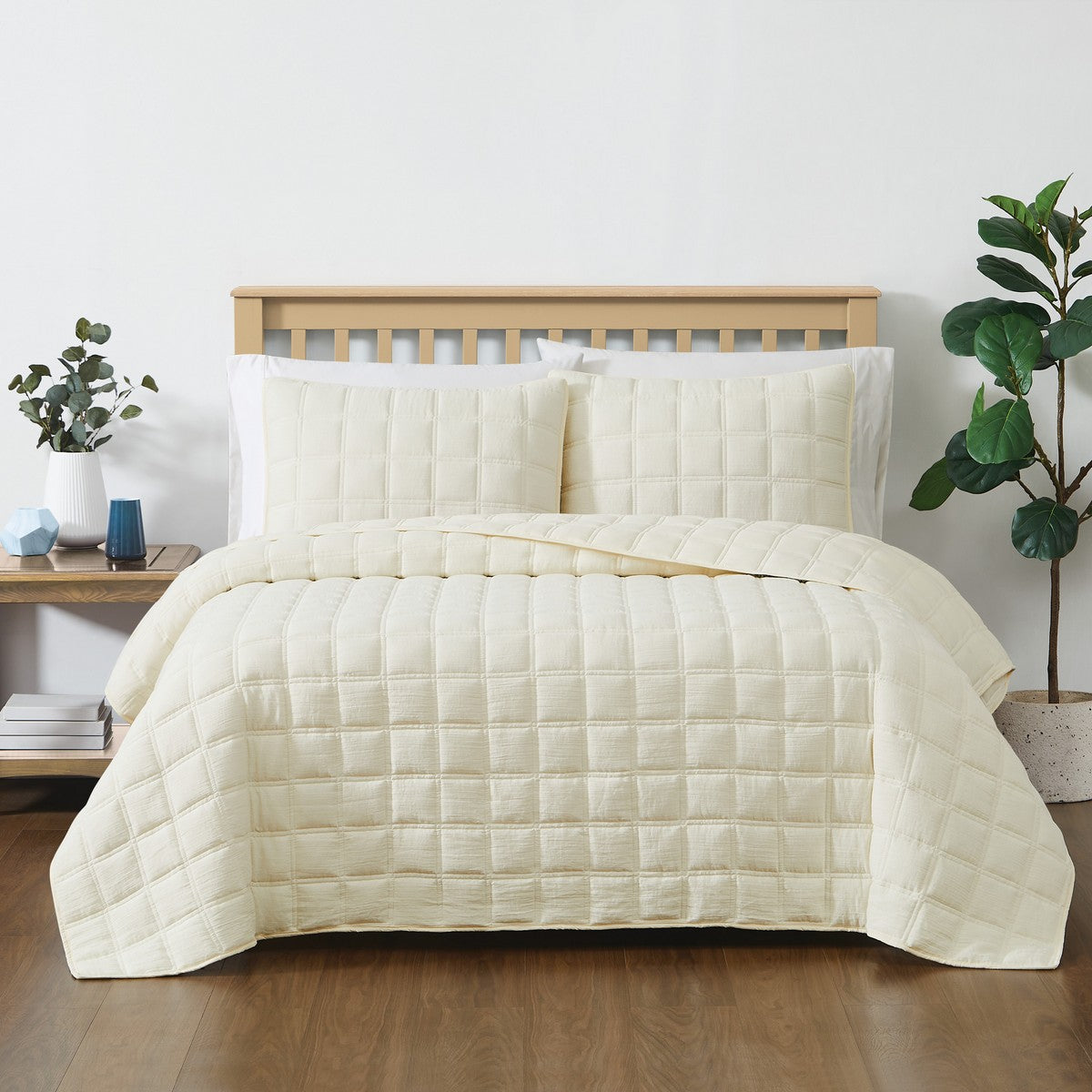  Cozy Gauze Quilt Set Ivory - Ivory - Bonton