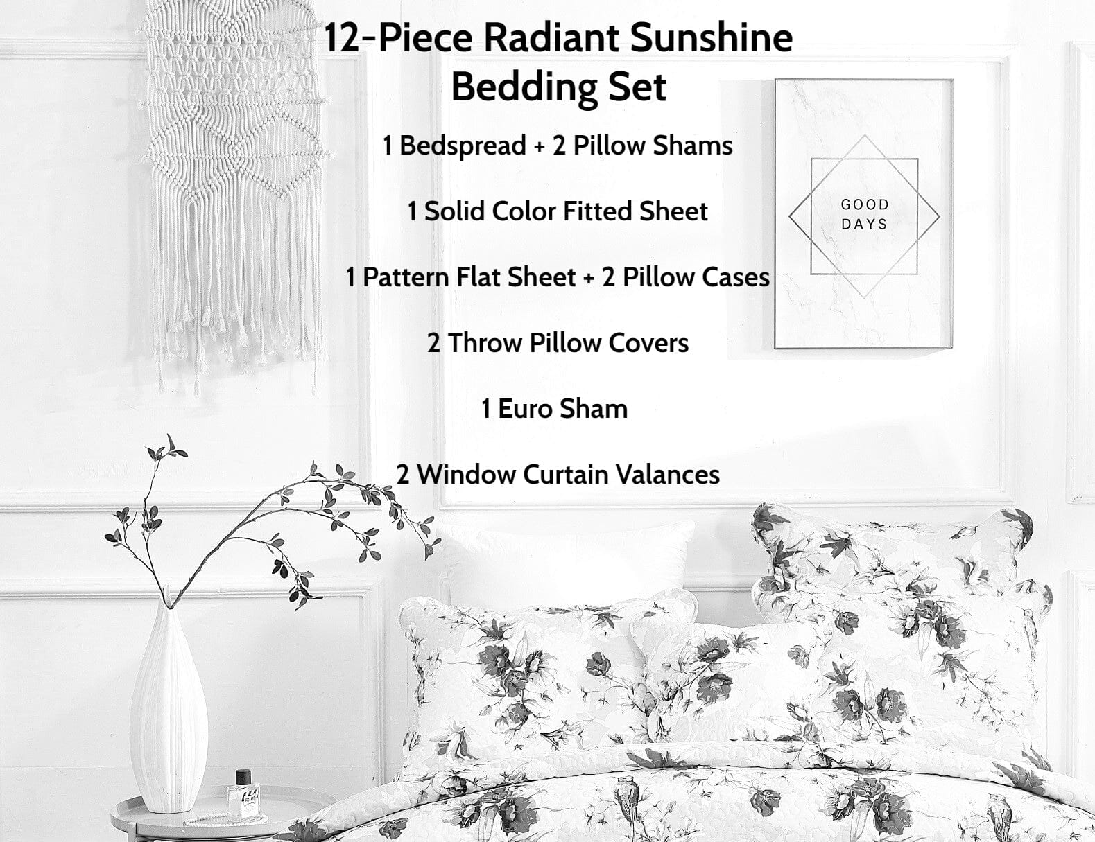  DaDa Bedding Collection DaDa Bedding Bed in a Bag Bundle Set - Radiant Sunshine Yellow Hummingbirds Floral Bedding Set (JHW-925) by DaDa Bedding Collection - Twin - Bonton