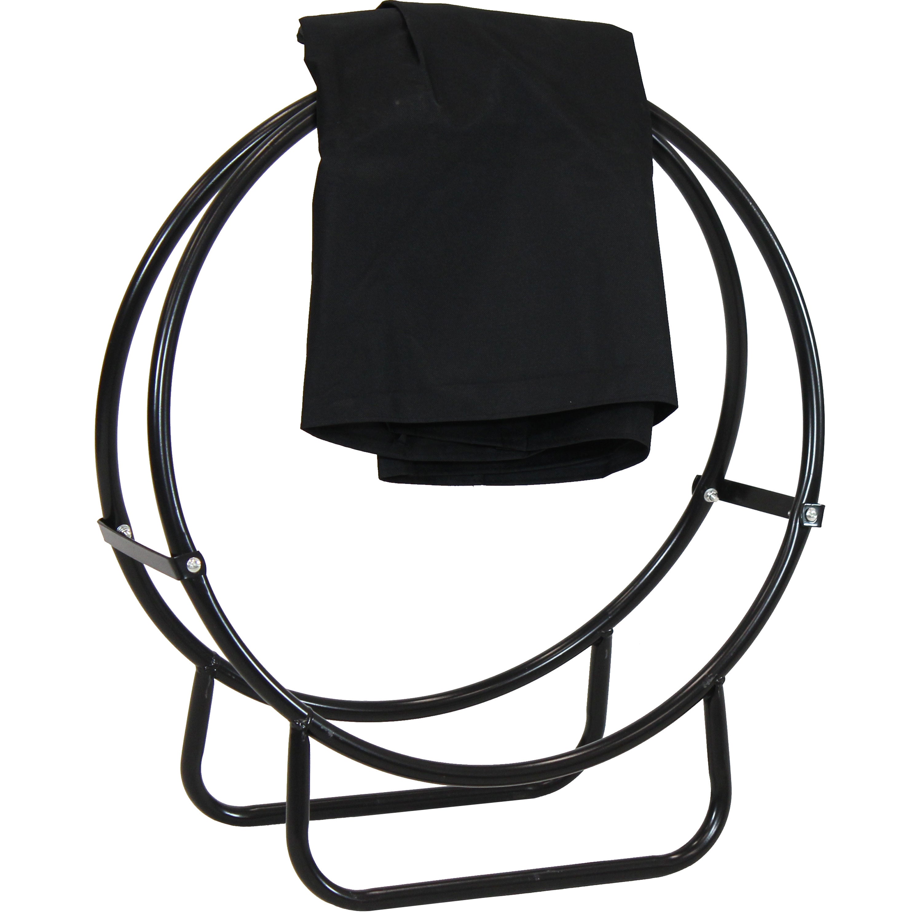  Sunnydaze Decor Heavy-Duty Steel Firewood Log Hoop Storage Rack with Weather-Resistant PVC Log Hoop Cover - Black - Bonton