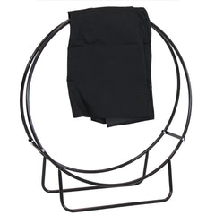 Heavy-Duty Steel Firewood Log Hoop Storage Rack with Weather-Resistant PVC Log Hoop Cover