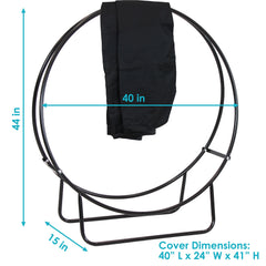 Heavy-Duty Steel Firewood Log Hoop Storage Rack with Weather-Resistant PVC Log Hoop Cover