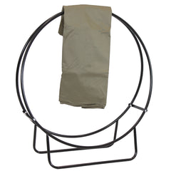 Heavy-Duty Steel Firewood Log Hoop Storage Rack with Weather-Resistant PVC Log Hoop Cover