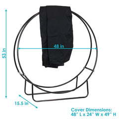 Heavy-Duty Steel Firewood Log Hoop Storage Rack with Weather-Resistant PVC Log Hoop Cover