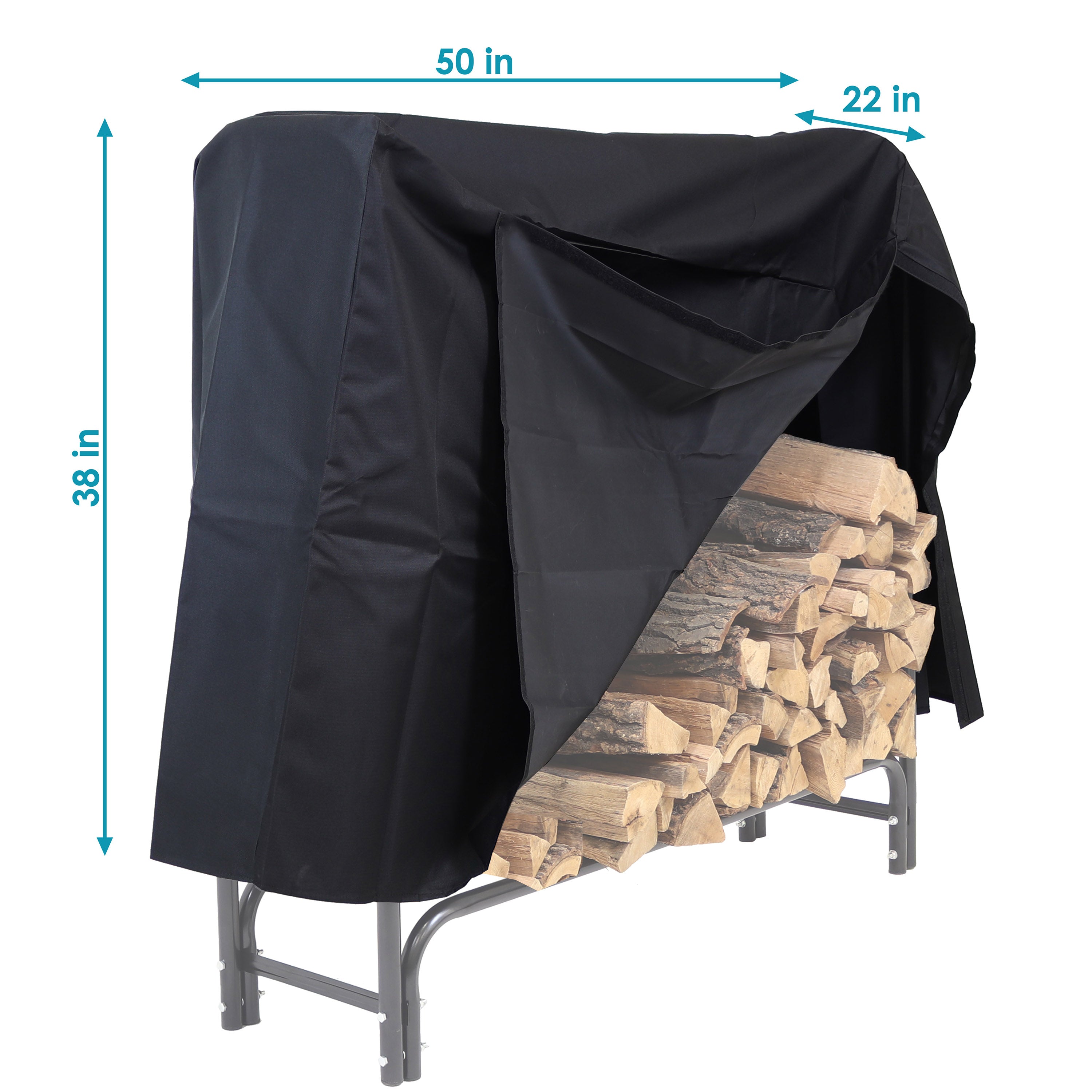  Sunnydaze Decor Weather-Resistant Heavy-Duty Durable PVC Firewood Log Rack Holder Cover - Black - Bonton