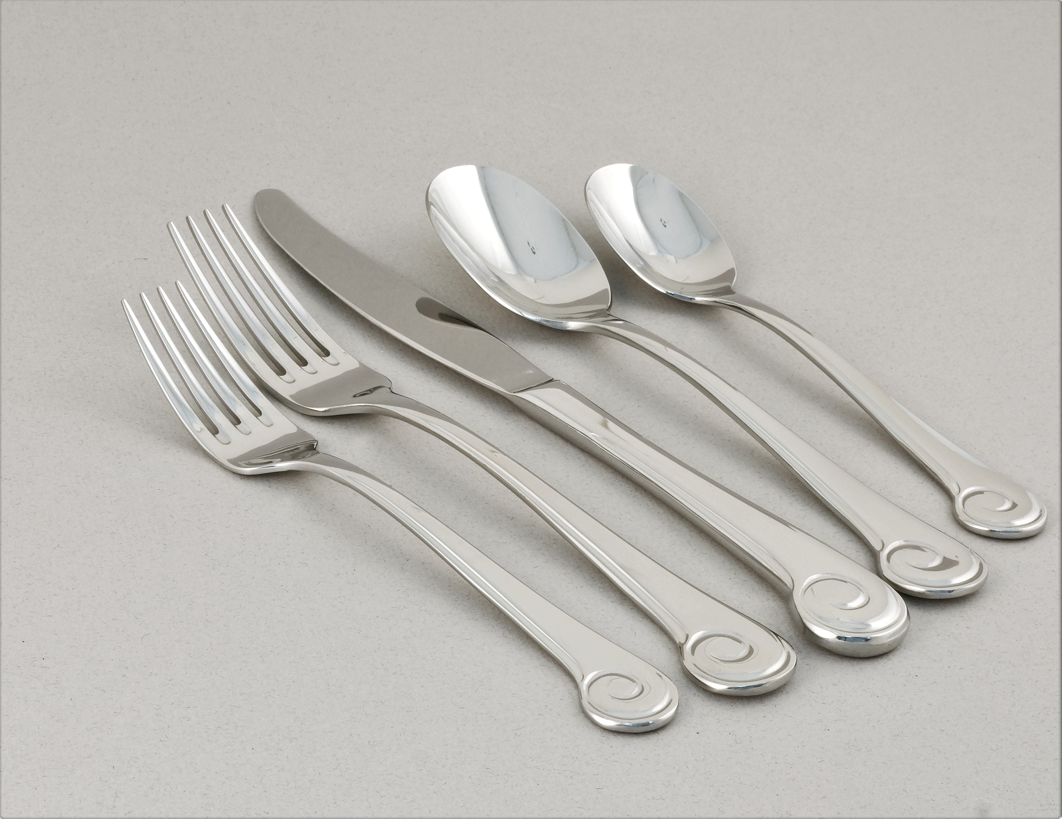  Ginkgo Sanibel Surf Stainless Steel Flatware 42 Piece Set - Mirror Stainless Steel - Bonton