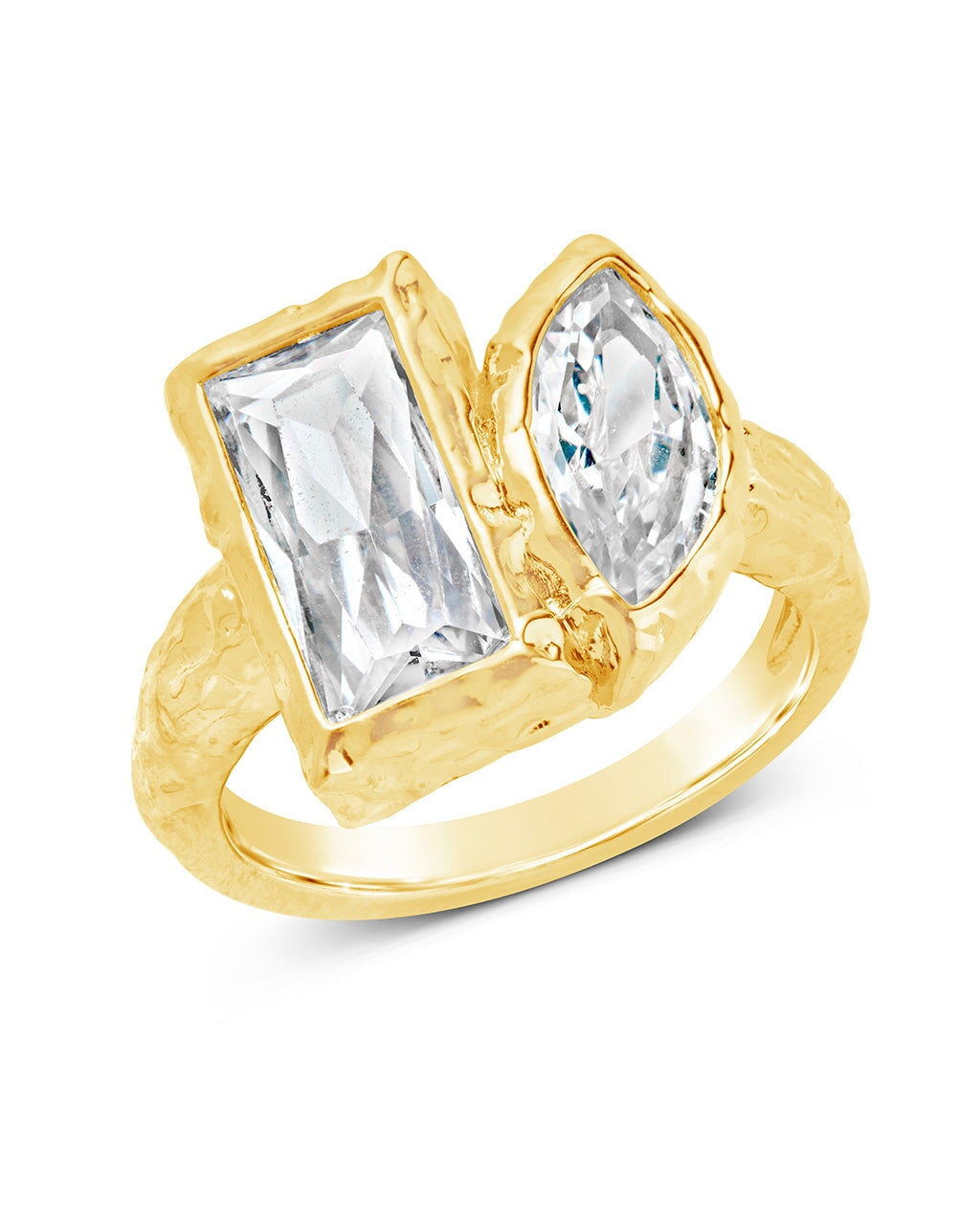  Sterling Forever Tate CZ Ring - Gold - Bonton