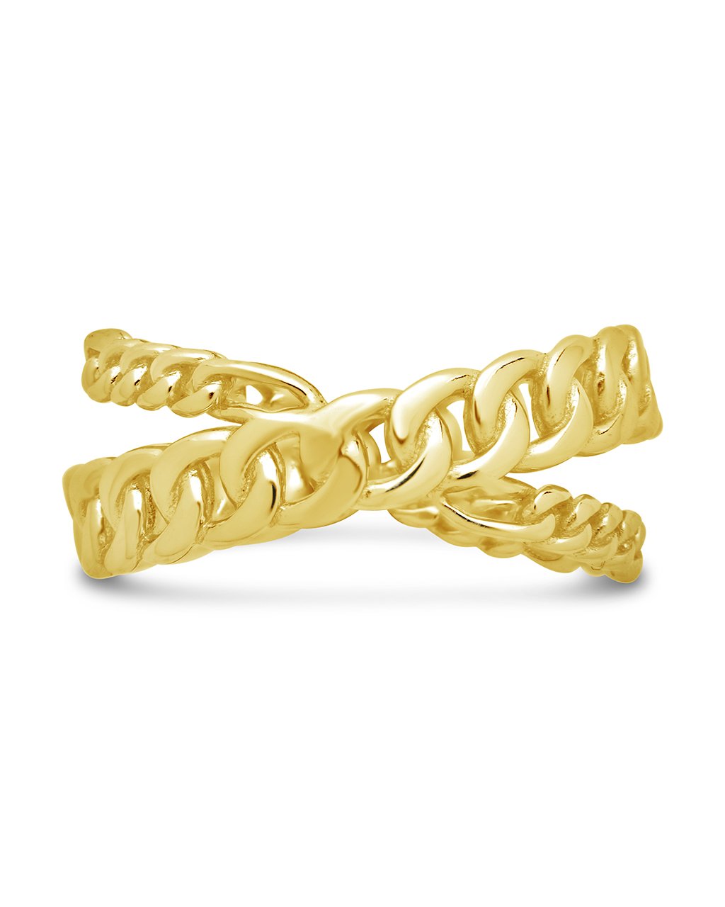  Sterling Forever Avri Crisscross Chain Ring in Silver or Gold Tones - Gold - Bonton