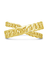 Avri Crisscross Chain Ring in Silver or Gold Tones