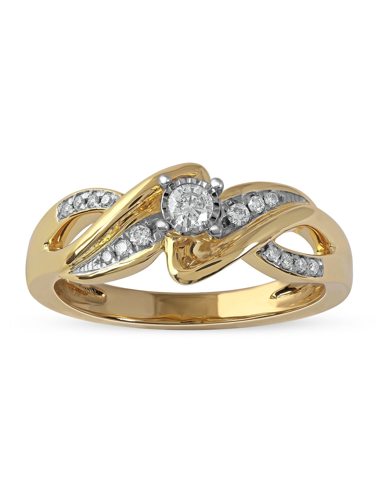  May & June 1/6ct TDW Diamond Bypass Fashion Ring - Yellow - Bonton