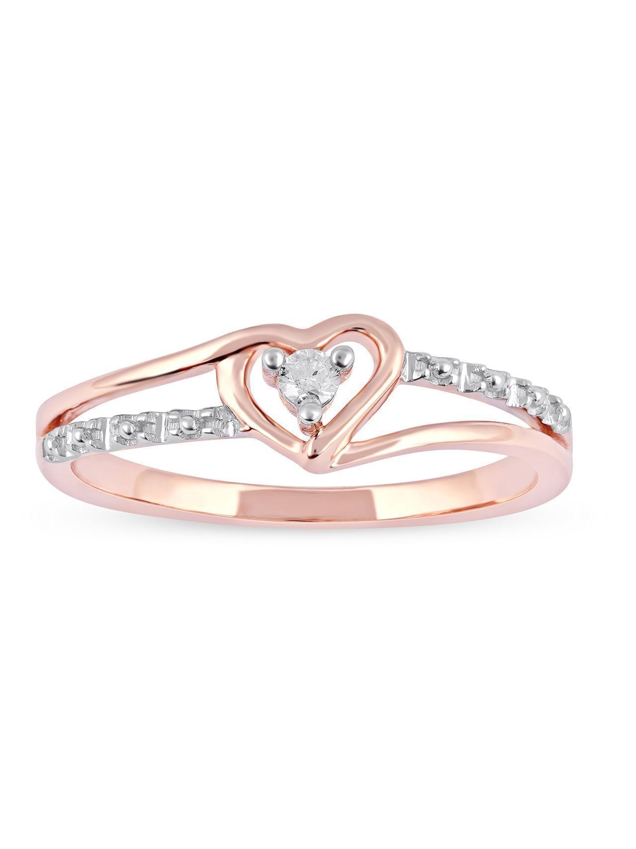  May & June 1/20ct TDW Diamond Split Shank Heart Fashion Ring - Pink - Bonton