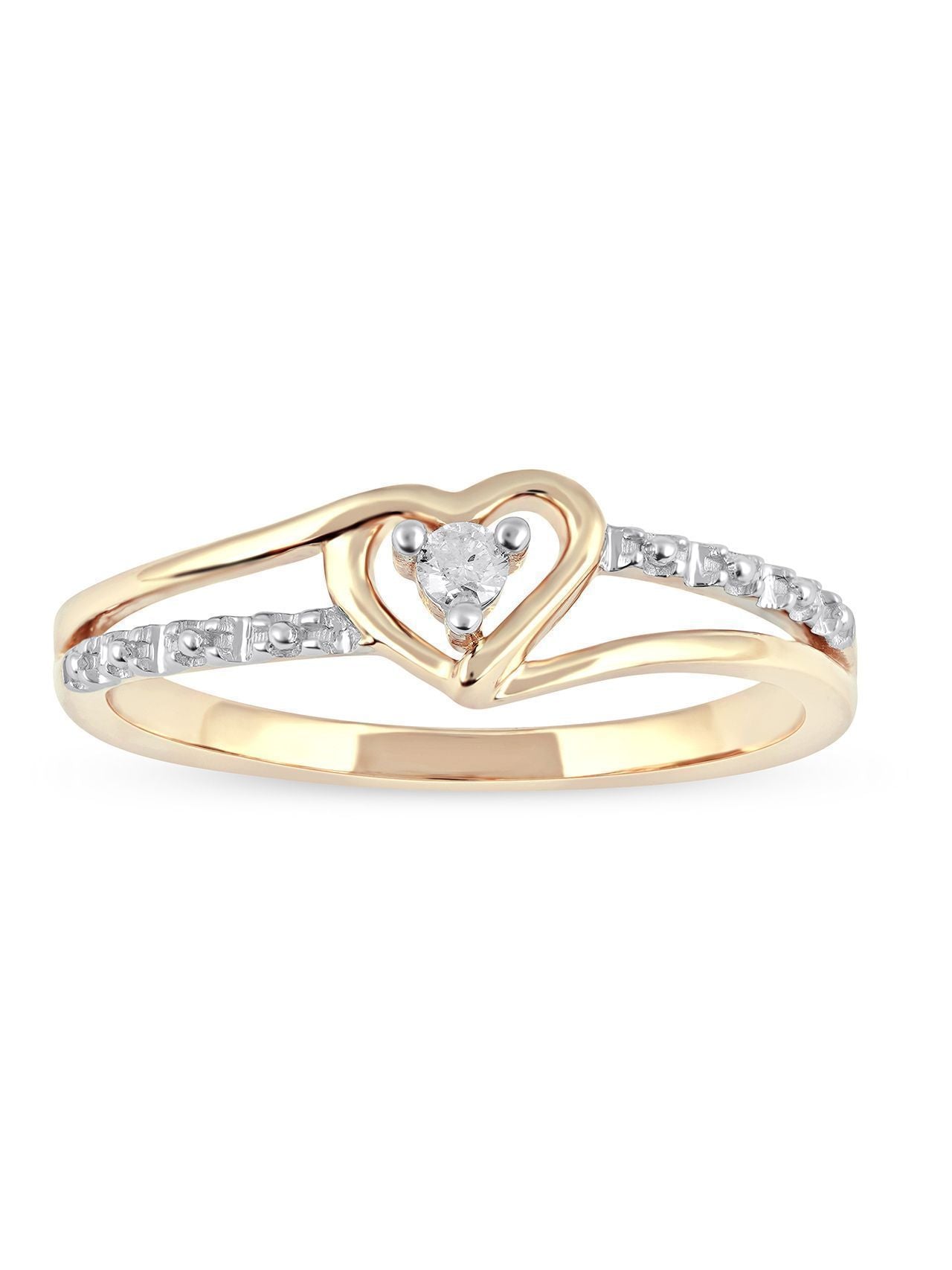  May & June 1/20ct TDW Diamond Split Shank Heart Fashion Ring - White - Bonton