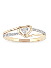 1/20ct TDW Diamond Split Shank Heart Fashion Ring