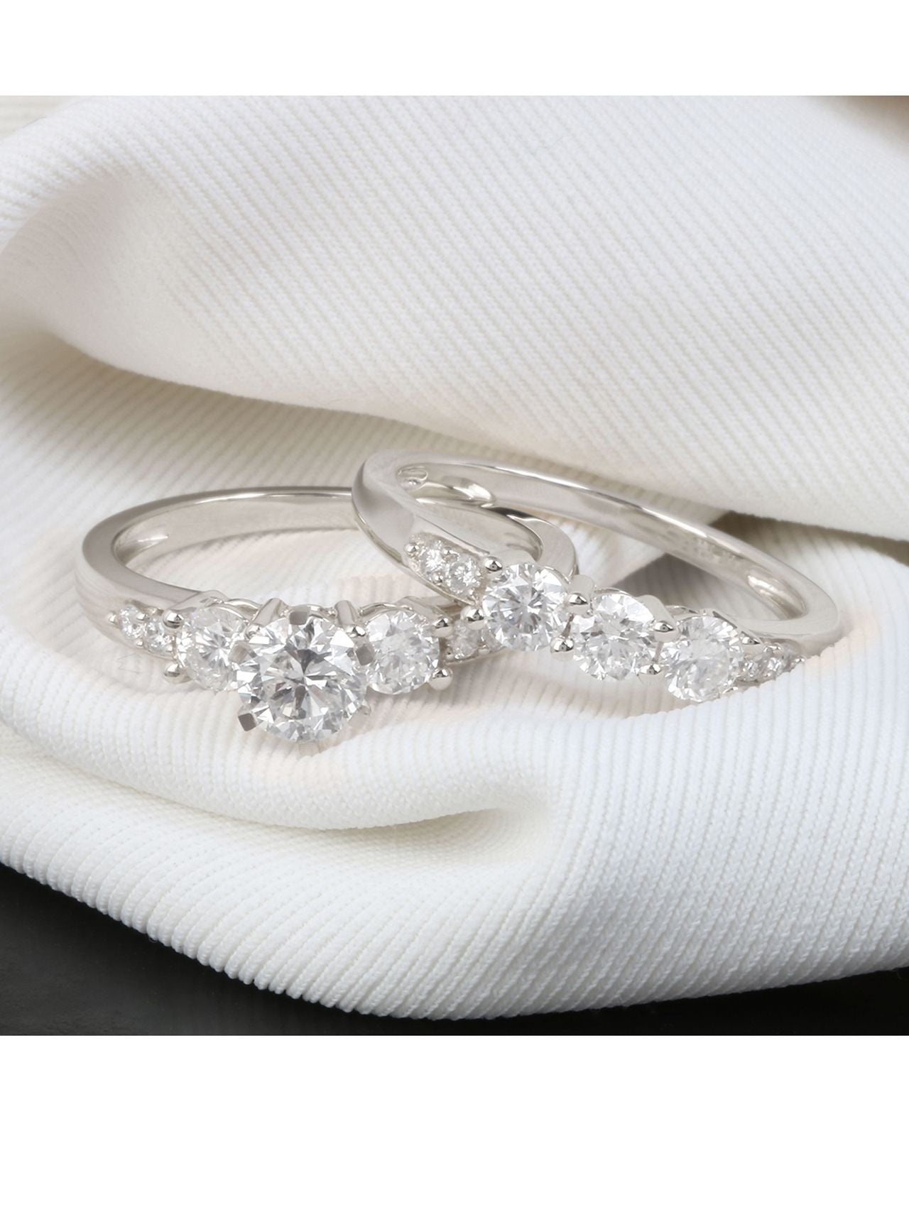  May & June 1 3/8ct TDW Diamond Three Stone Bridal Ring Set - White - Bonton