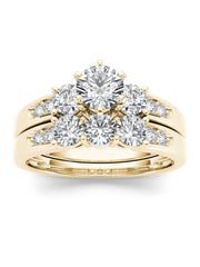 1 3/8ct TDW Diamond Three Stone Bridal Ring Set