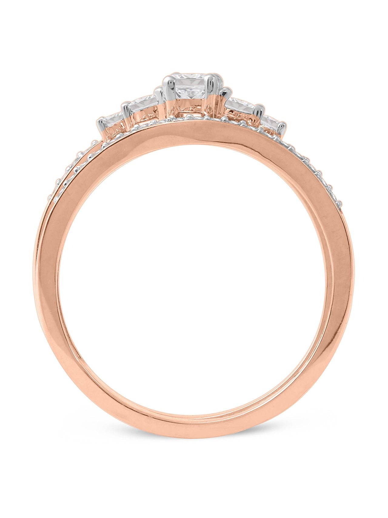  May & June 1/2ct TDW Diamond Five Stone Bridal Ring Set - Pink - Bonton