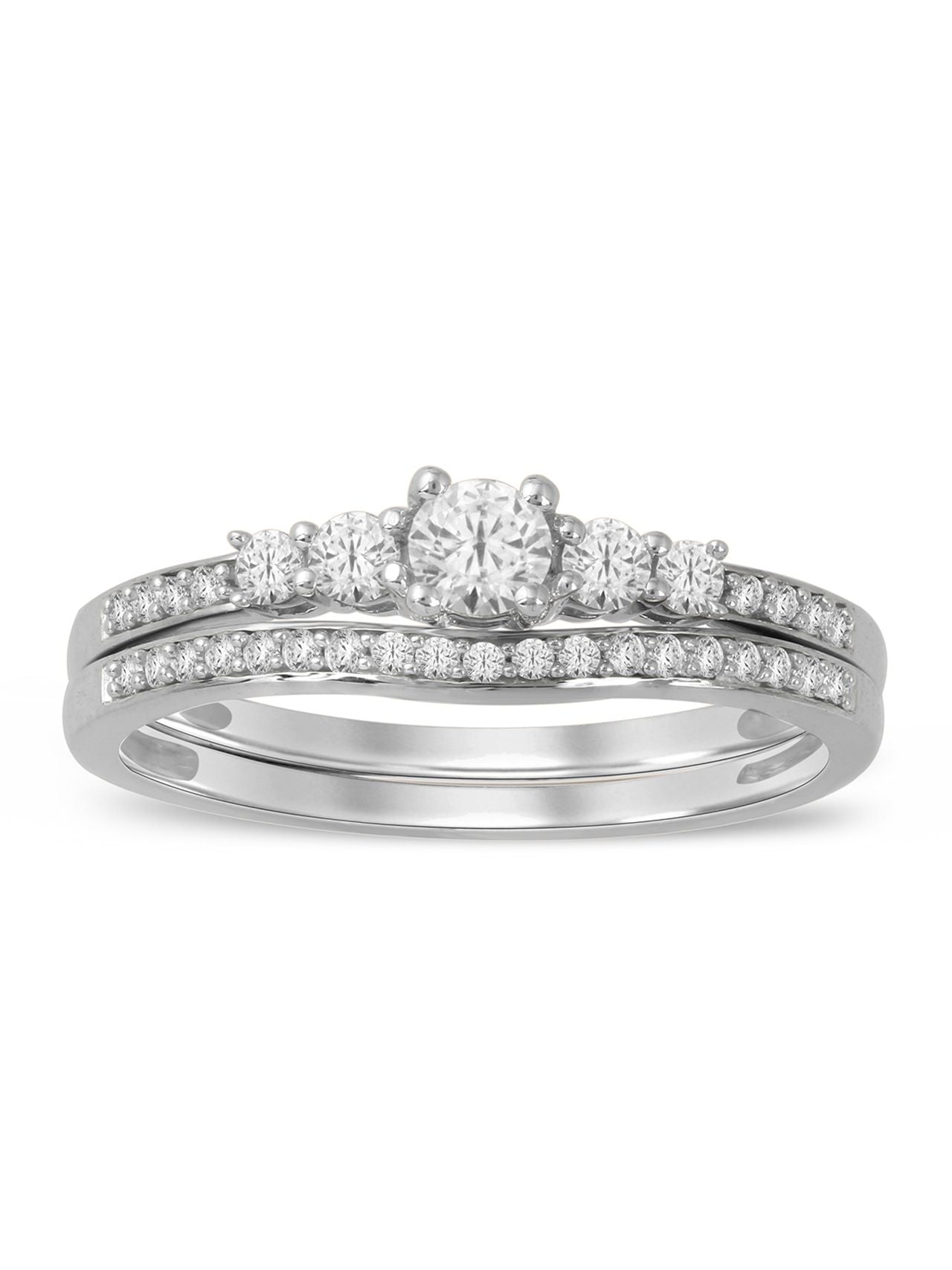  May & June 1/2ct TDW Diamond Five Stone Bridal Ring Set - White - Bonton