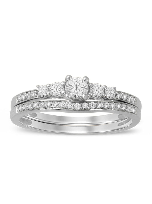 1/2ct TDW Diamond Five Stone Bridal Ring Set