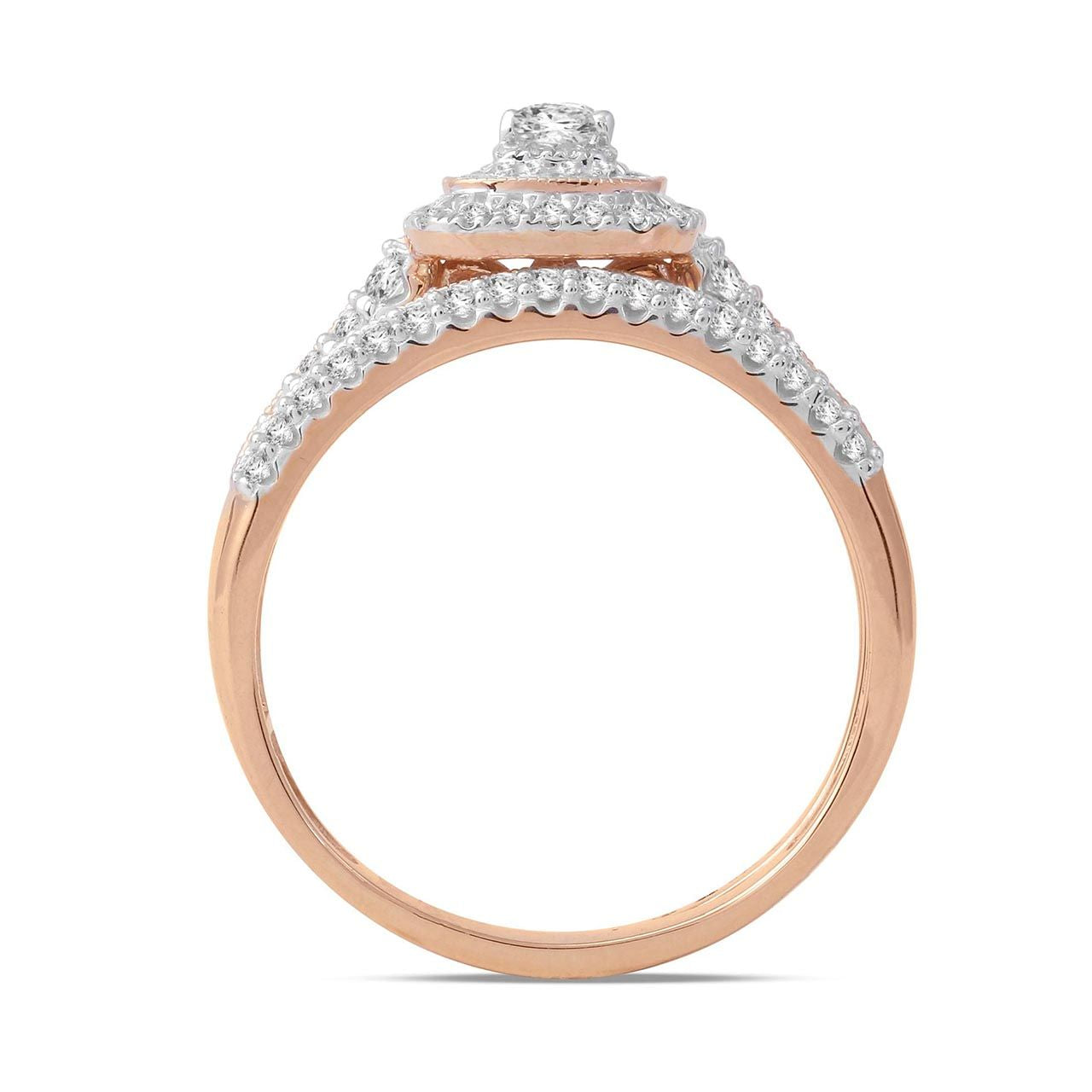  May & June 1ct TDW Diamond Halo Bridal Ring Set - Pink - Bonton