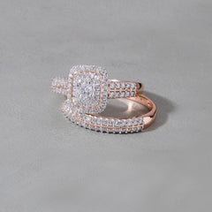 1ct TDW Diamond Halo Bridal Ring Set