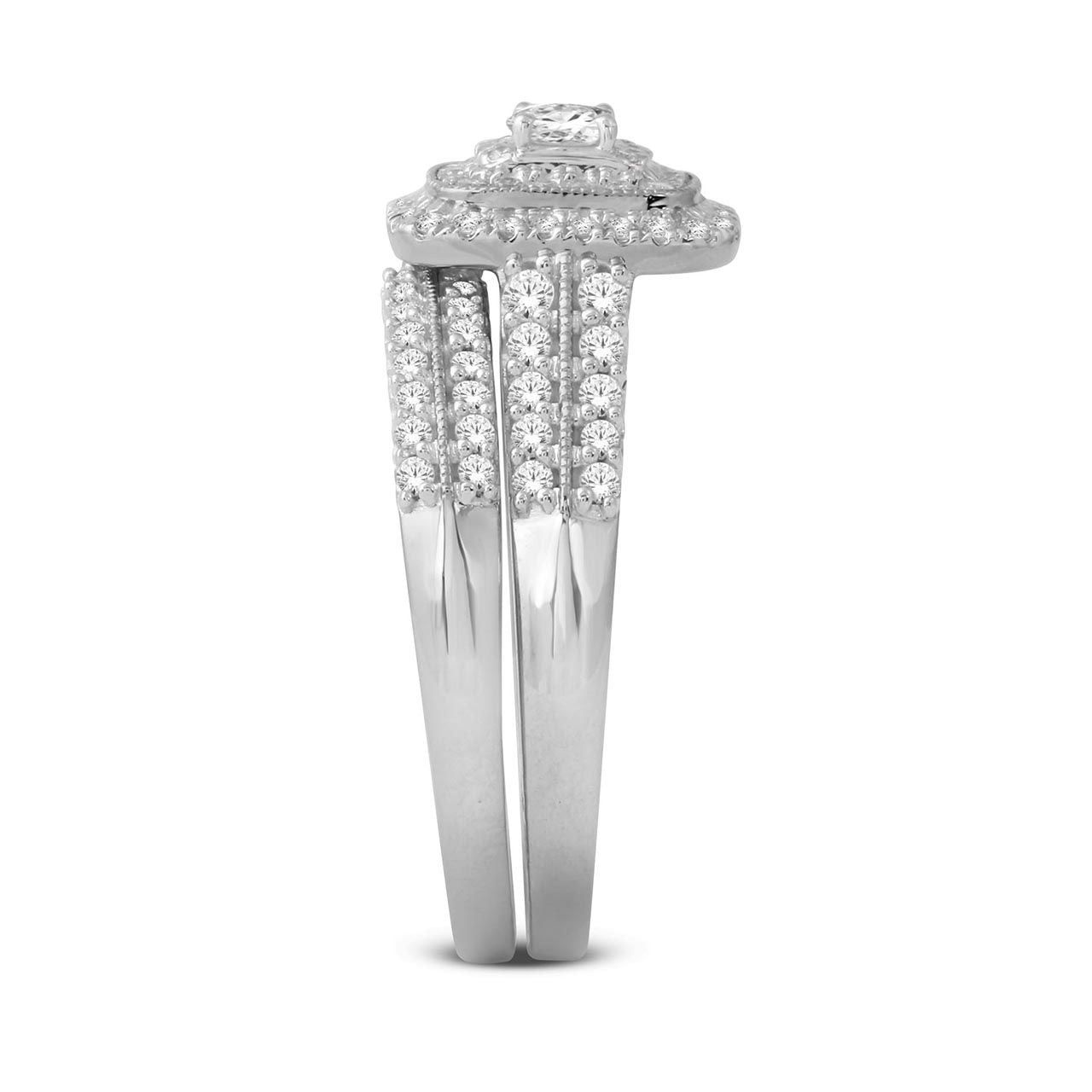  May & June 1ct TDW Diamond Halo Bridal Ring Set - Pink - Bonton