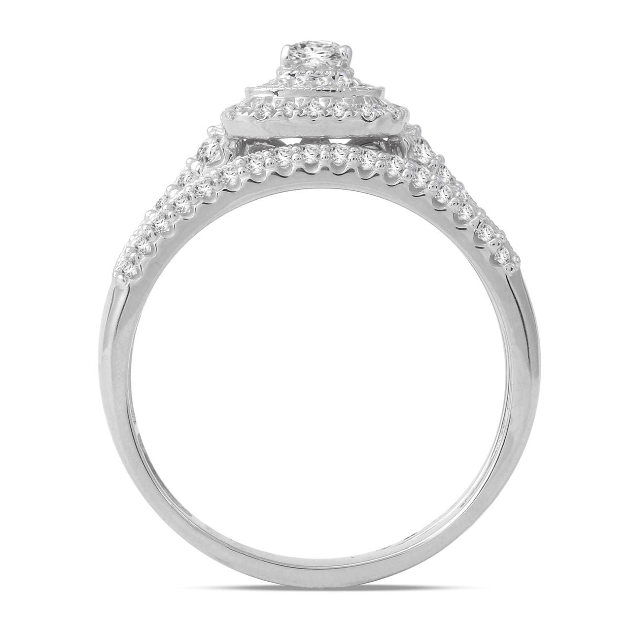  May & June 1ct TDW Diamond Halo Bridal Ring Set - Pink - Bonton