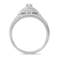 1ct TDW Diamond Halo Bridal Ring Set