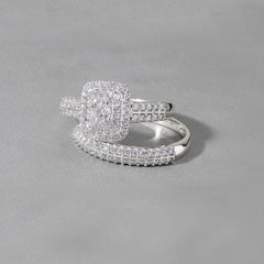 1ct TDW Diamond Halo Bridal Ring Set